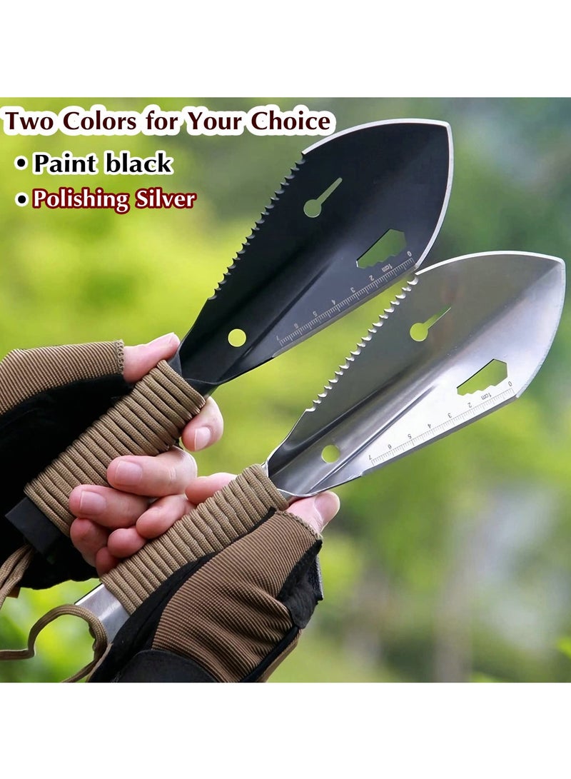 SYOSI Gardening Trowel Gardening Tool Multifunctional Survival Digging Tool with Serrated Edge and Sheath Hand Shovel - Garden Spade - Gardening Shovel Stainless Steel Lightweight Silver - Image 4
