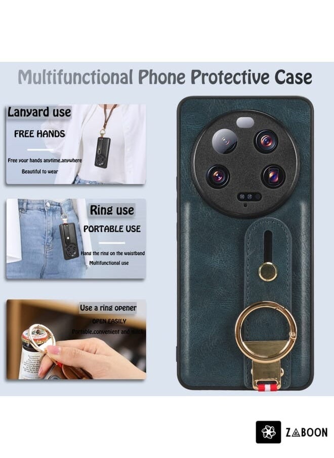 Zaboon For Xiaomi 13 Ultra Wrist Band Leather Back Phone Case (Blue)  - Image 3