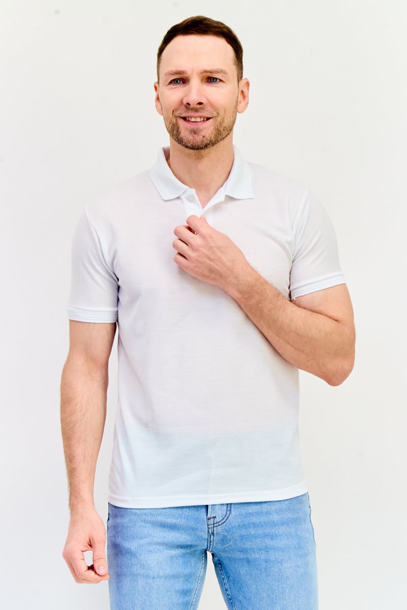 GAP Men Regular Fit Embroidered Logo Short Sleeves Polo Shirt, White - Image 1