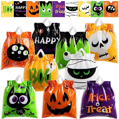 JOYIN 108 PCS Halloween Drawstring Treat Bags with 9 Character Designs Mini Halloween Goodie Candy Bags Plastic Gift Bag Bulk for Kids Boys Girls Trick or Treating Party Favor Supplies - Image 1
