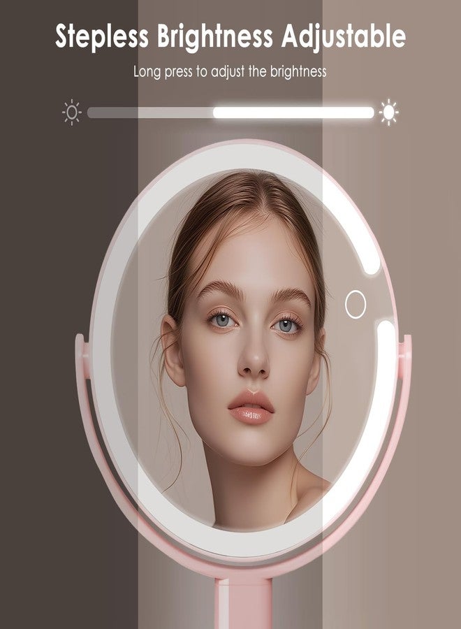Makeup Mirror with Lights, Lighted Make Up LED Vanity Mirror for Travel, 1x/10X Magnifying Mirror, Rechargeable 3 Color & Adjustable Brightness, 360° Rotation Detachable (Pink) - Image 5