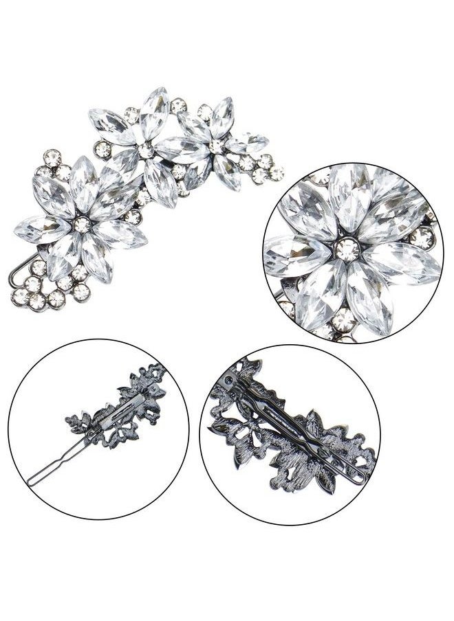 DonLeeving 2Pack Rhinestone Bridal Hair Clip Crystal Flower Wedding Barrette Elegant Bridal Hairpins Hair Accessories For Women Girls  - Image 4