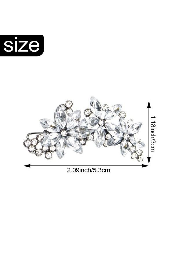 DonLeeving 2Pack Rhinestone Bridal Hair Clip Crystal Flower Wedding Barrette Elegant Bridal Hairpins Hair Accessories For Women Girls  - Image 3