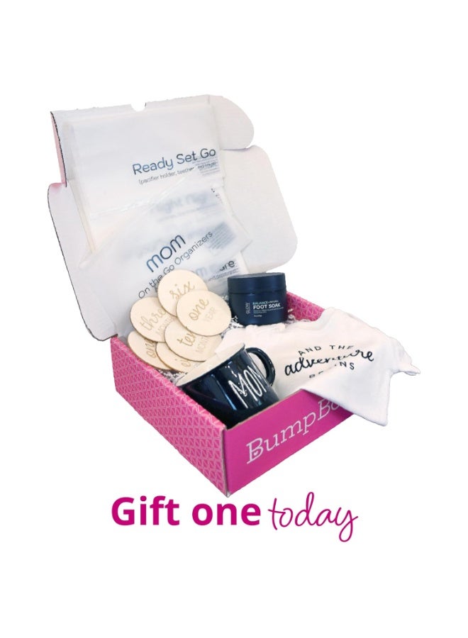 Bump Boxes 3rd Trimester & Postpartum Gift Set for New Moms with Milestone Disc, Baby Onesie, Travel Bags, Ceramic Mug, Organic Foot Soak, Gift for Mother to Be - Image 4