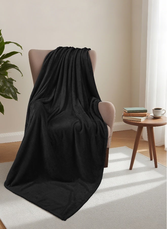 ايست من نون بطانية خفيفة الوزن للسرير والأريكة والكنب وليلة الأفلام والتخييم والسفر - مايكروبلش - بطانية دافئة فائقة النعومة، أسود، 220 × 240 سم - Image 1