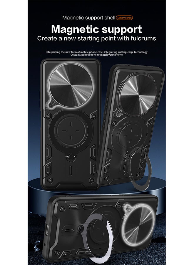 حافظة ل Huawei Honor X9C / Honor Magic 7 Lite مع غطاء كاميرا منزلق، مسند، PC+TPU ثنائي الطبقةRose Gold - Image 5