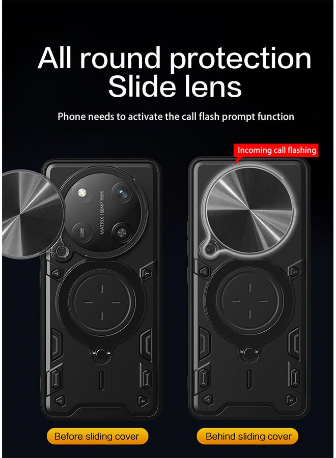 حافظة ل Huawei Honor X9C / Honor Magic 7 Lite مع غطاء كاميرا منزلق، مسند، PC+TPU ثنائي الطبقةRose Gold - Image 3