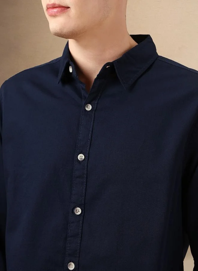 Dennis Lingo Regular Fit Dark Gunmetal Cotton Shirt – Classic and Comfortable