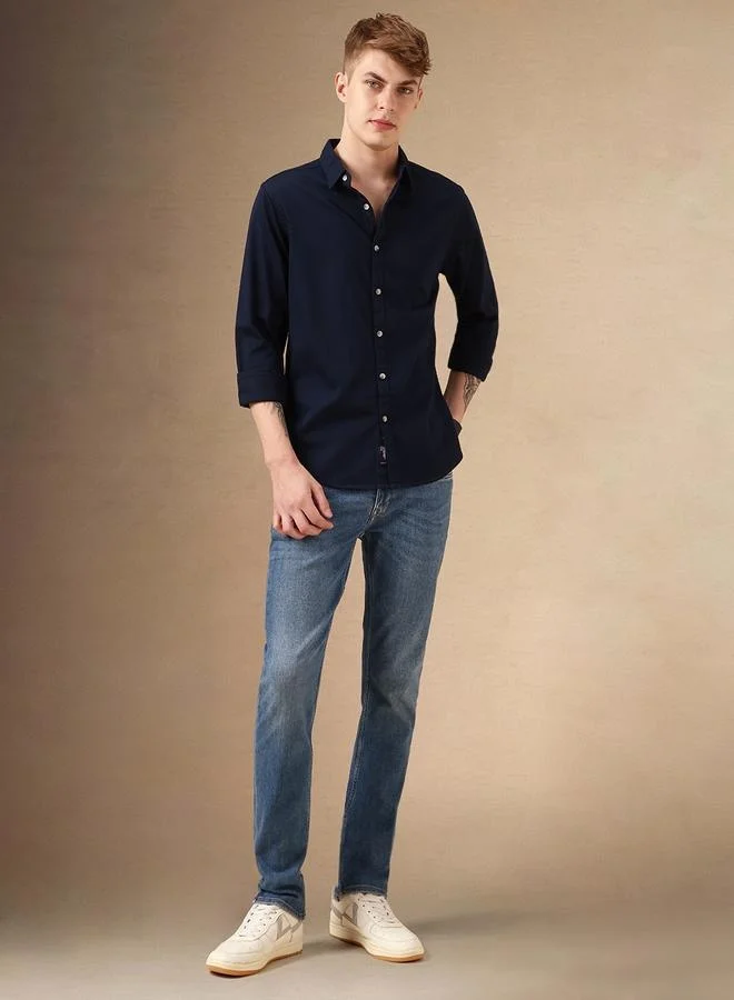 Dennis Lingo Regular Fit Dark Gunmetal Cotton Shirt – Classic and Comfortable