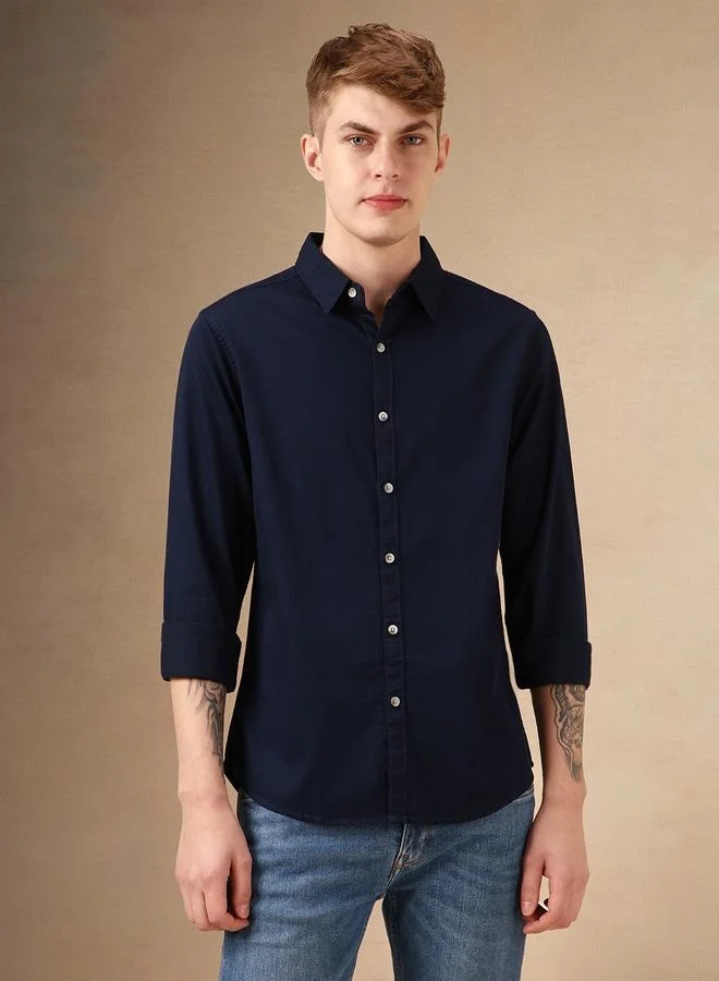 Dennis Lingo Regular Fit Dark Gunmetal Cotton Shirt – Classic and Comfortable