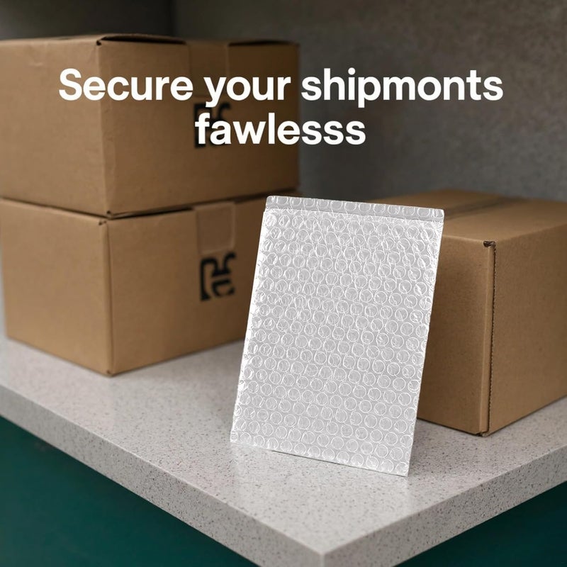 100 كيس من ورق البوليثيلين المنفوخ (Bubble Wrap Bags)، بأبعاد 7.9 × 9.8 بوصة، أكياس شحن شفافة مزدوجة الجدران مقاومة للصدمات - Image 2