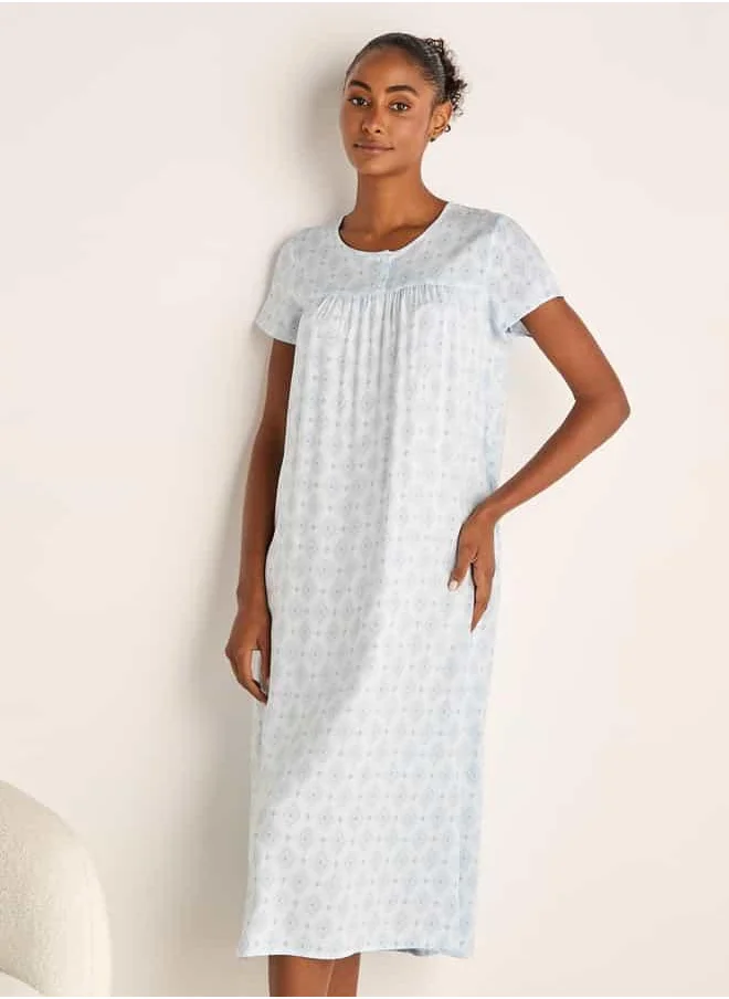 فاف Printed Sleepshirt with Short Sleeves