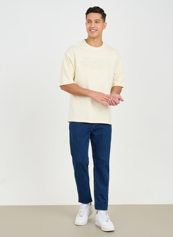 Styli Styli Oversized Chest Tonal Embossed Print Terry T-Shirt  - Image 2