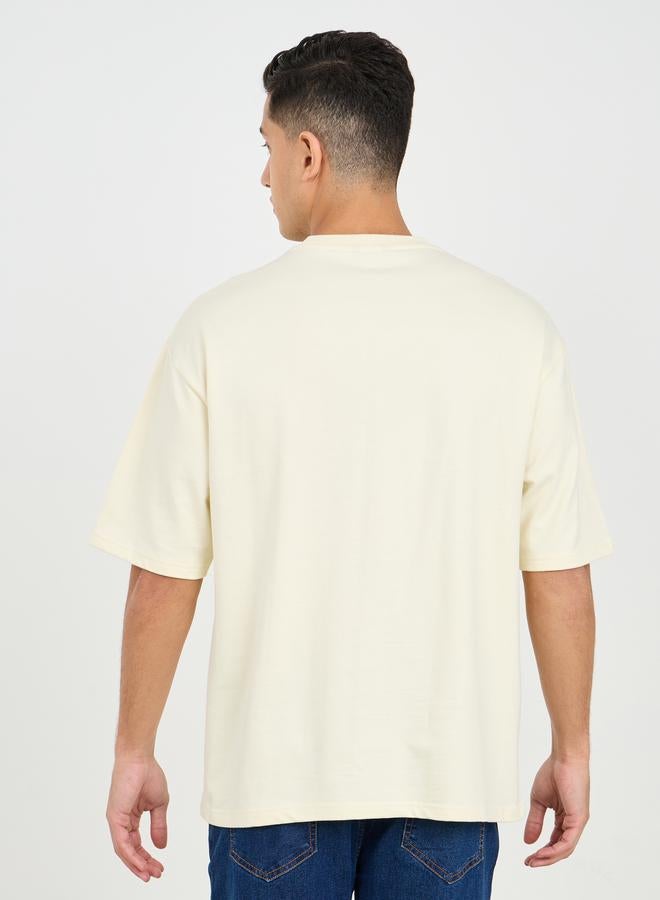 Styli Styli Oversized Chest Tonal Embossed Print Terry T-Shirt  - Image 4