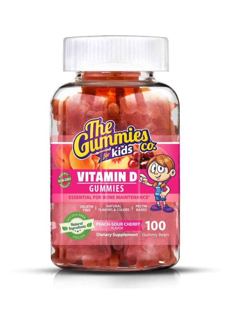 The Gummies Co Kids Vitamin D Gummies – Peach & Sour Cherry Flavour, 100 Gummies