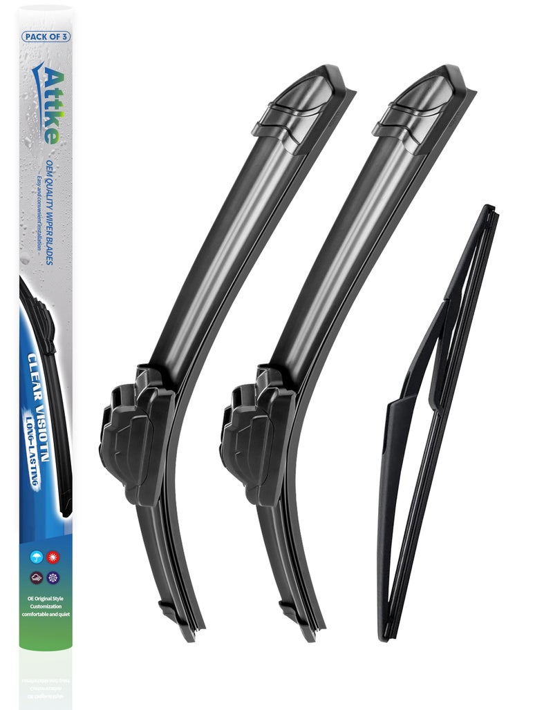 ATTKE All Weather Wiper Blades 26 17 Front Wiper and 12 Rear Wiper Blades for Nissan Rogue 20152025Nissan Pathfinder 20132020 OE Genuine Style 3 Wipers - Image 2
