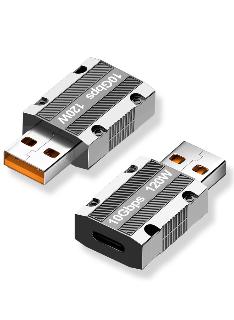 SYOSI USB C to USB Adapter, 2PCS Zinc Alloy Shell Super Fast Charge 120w Converter, USB 3.0 Male to USB Type C Female Converter - Image 1