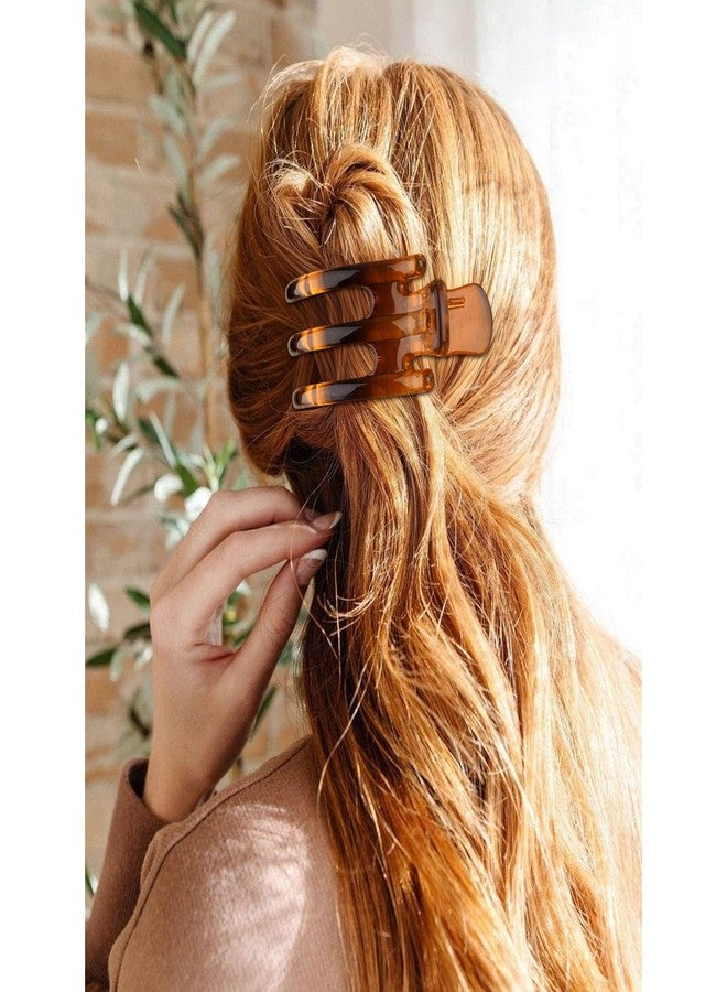ANBALA 4 Pcs French Flat Hair Clips for Women, Medium Claw Clips for Thin Thick Hair Non-slip Jaw Clamp for Women Girls, Tortoise - Image 2