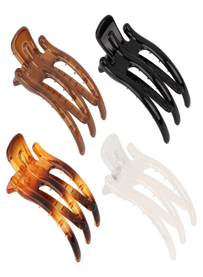 ANBALA 4 Pcs French Flat Hair Clips for Women, Medium Claw Clips for Thin Thick Hair Non-slip Jaw Clamp for Women Girls, Tortoise - Image 1