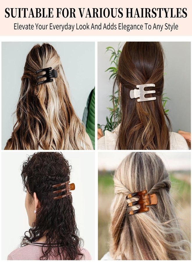 ANBALA 4 Pcs French Flat Hair Clips for Women, Medium Claw Clips for Thin Thick Hair Non-slip Jaw Clamp for Women Girls, Tortoise - Image 3