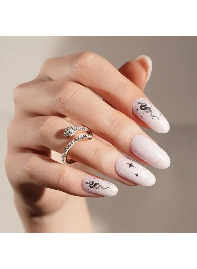 Semi-Cured Gel Nail Wraps – Salon Quality Manicure – Easy Apply & Remove – 20 Strips + File + Wooden Stick - Image 3