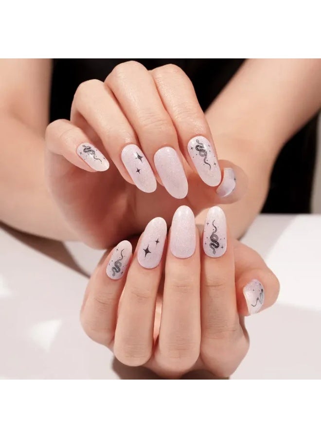 Semi-Cured Gel Nail Wraps – Salon Quality Manicure – Easy Apply & Remove – 20 Strips + File + Wooden Stick - Image 5