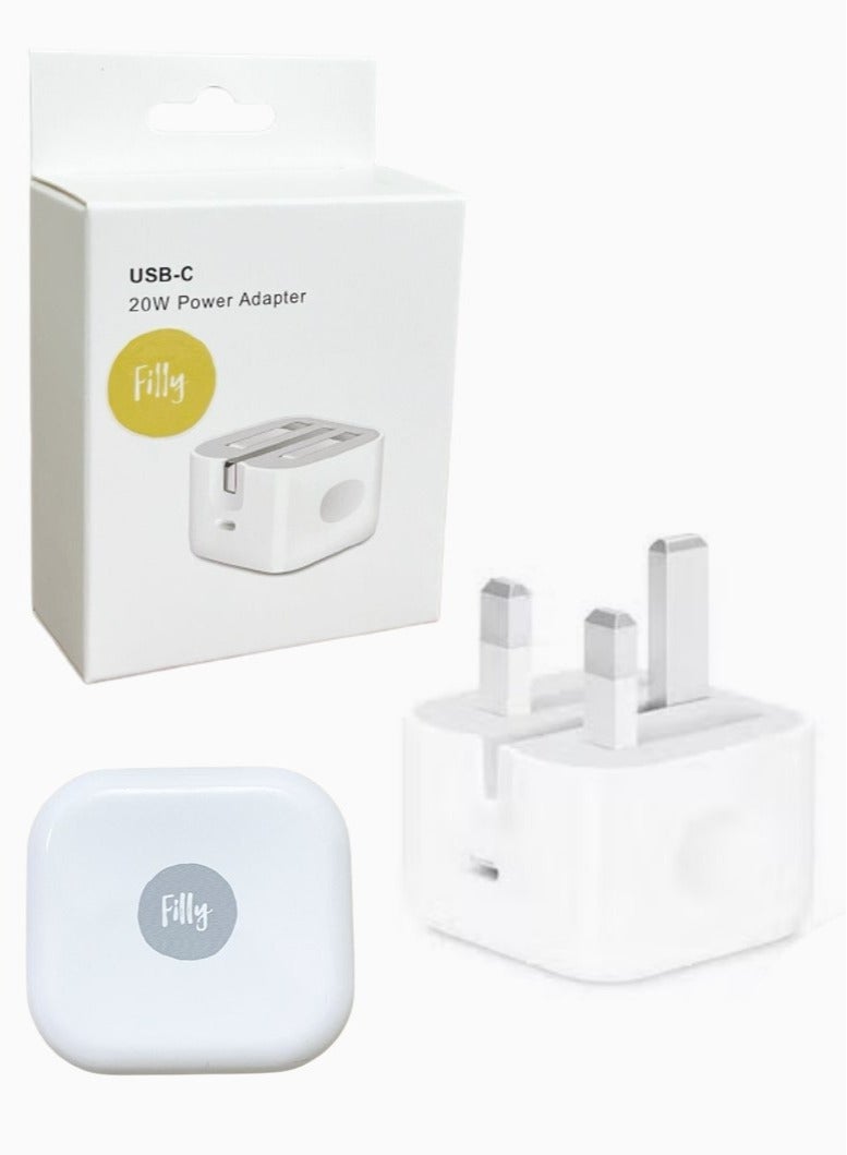Filly Charger, 20W PIQ 3.0 Durable Compact Fast Charger, PowerPort III USB-C Charger for iPhone 14 Pro Max/14 Pro/14 Plus/14/13/12/11, Galaxy, iPad/iPad mini, and More White  - Image 1