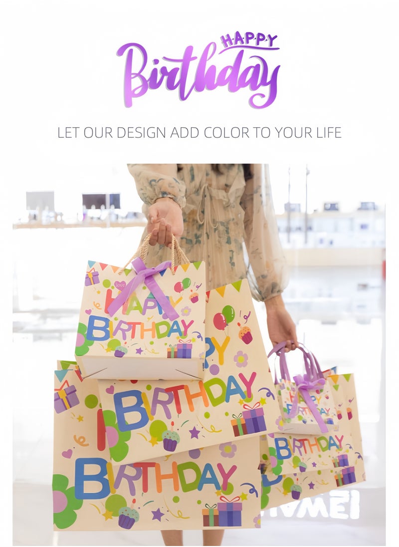 Harse Orange-themed birthday gift bag with handles, gift bag, medium-sized small gift paper bag, birthday craft paper gift bag, with matching exclusive greeting card (25 * 12 * 22cm)  - Image 2