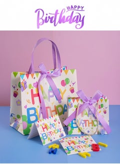 Harse Orange-themed birthday gift bag with handles, gift bag, medium-sized small gift paper bag, birthday craft paper gift bag, with matching exclusive greeting card (25 * 12 * 22cm)  - Image 1