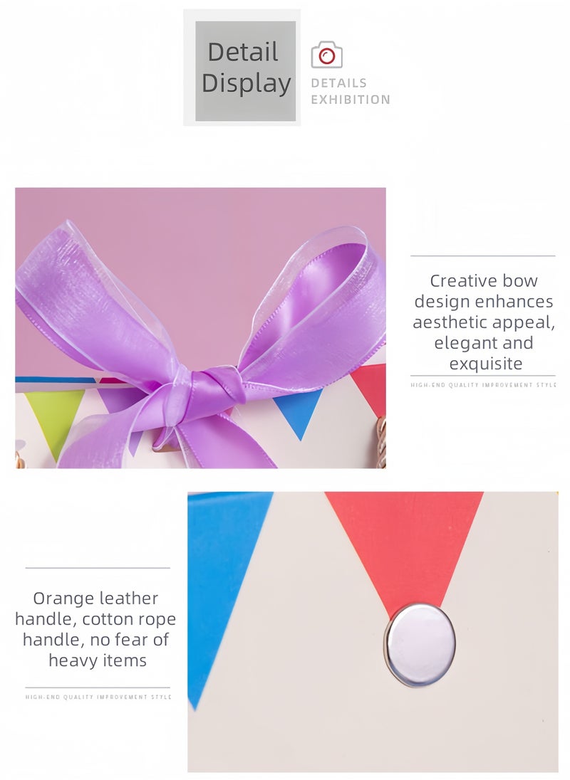 Harse Orange-themed birthday gift bag with handles, gift bag, medium-sized small gift paper bag, birthday craft paper gift bag, with matching exclusive greeting card (25 * 12 * 22cm)  - Image 5