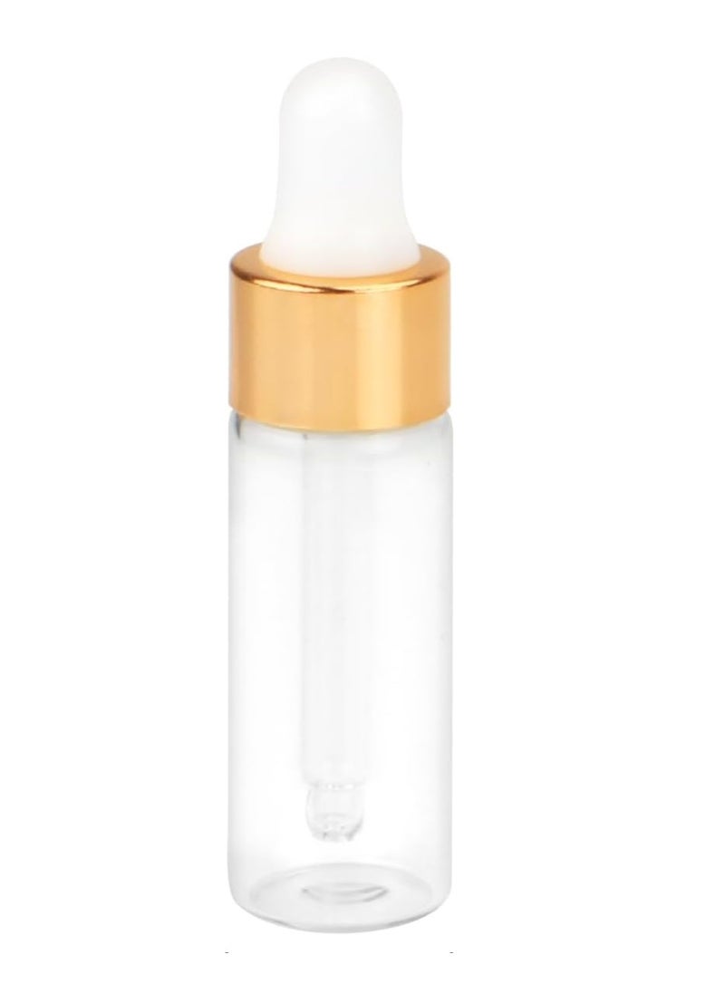 glasstore - 15Pcs Glass Essential Oil Bottles Tiny Clear Perfume Dropping Bottle Refillable Cosmetic Sample Vials Pot with Gold Cap and White Latex (5ml) - Image 1