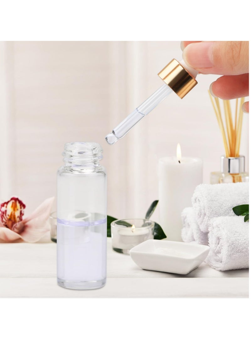 glasstore - 15Pcs Glass Essential Oil Bottles Tiny Clear Perfume Dropping Bottle Refillable Cosmetic Sample Vials Pot with Gold Cap and White Latex (5ml) - Image 1