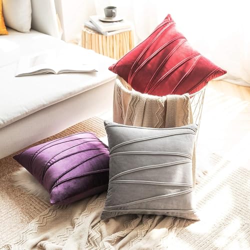 Khooti Velvet Striped Cushion Cover Pack of 1-20x20 Inches/50.8x50.8 Cm | Light Grey | Soft Pillow Covers Cushion Case for Sofa Bedroom Livingroom Chair Car, Cushion Cover with Zig Zag Pattern - Image 4