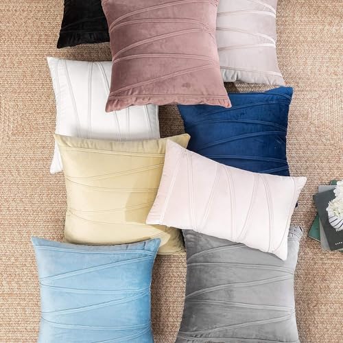 Khooti Velvet Striped Cushion Cover Pack of 1-20x20 Inches/50.8x50.8 Cm | Light Grey | Soft Pillow Covers Cushion Case for Sofa Bedroom Livingroom Chair Car, Cushion Cover with Zig Zag Pattern - Image 5