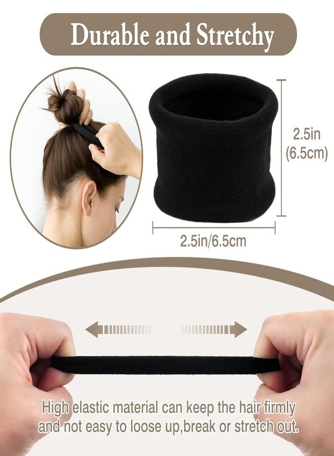 Brvlsoc 20PCS Large Black Cotton Elastic Hair Bands – Stretch Rope Ponytail Holders & Headbands for Thick, Heavy, Curly Hair - Image 4