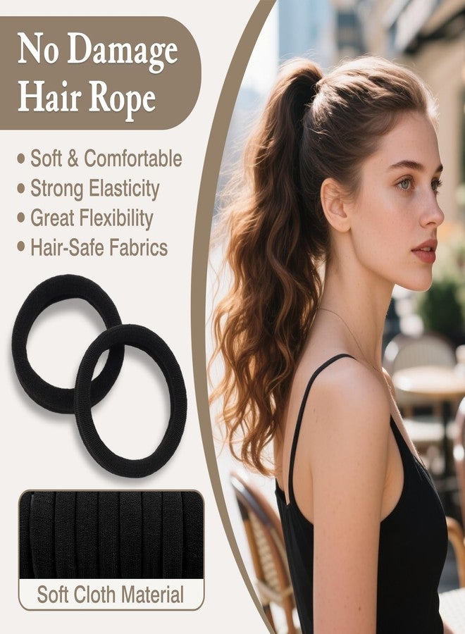 Brvlsoc 20PCS Large Black Cotton Elastic Hair Bands – Stretch Rope Ponytail Holders & Headbands for Thick, Heavy, Curly Hair - Image 3
