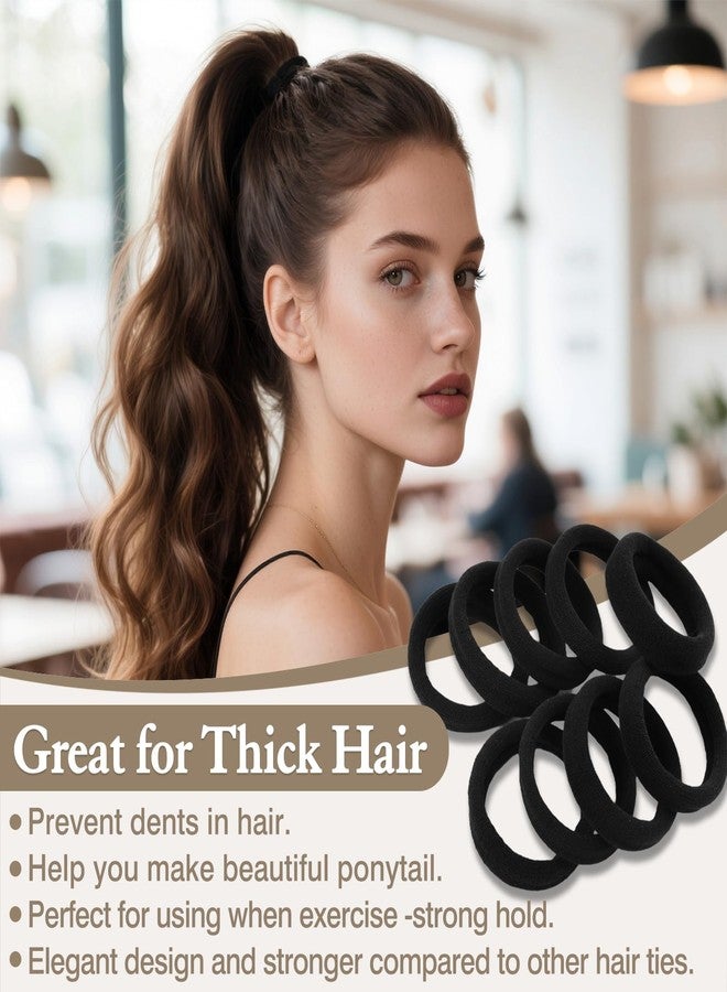 Brvlsoc 20PCS Large Black Cotton Elastic Hair Bands – Stretch Rope Ponytail Holders & Headbands for Thick, Heavy, Curly Hair - Image 2