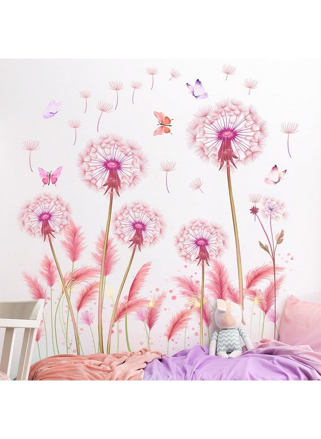 LiveGallery Large Watercolor Flowers Wall Decals Pink Red Floral Wall Stickers Removable DIY 3D Peel and Stick Butterfly Wall Art Decor for Kids Children Bedroom Living Room Nursery (Dandelion) - Image 1