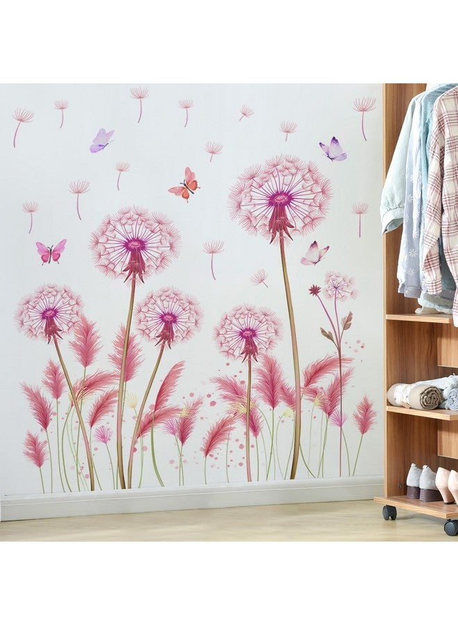 LiveGallery Large Watercolor Flowers Wall Decals Pink Red Floral Wall Stickers Removable DIY 3D Peel and Stick Butterfly Wall Art Decor for Kids Children Bedroom Living Room Nursery (Dandelion) - Image 5