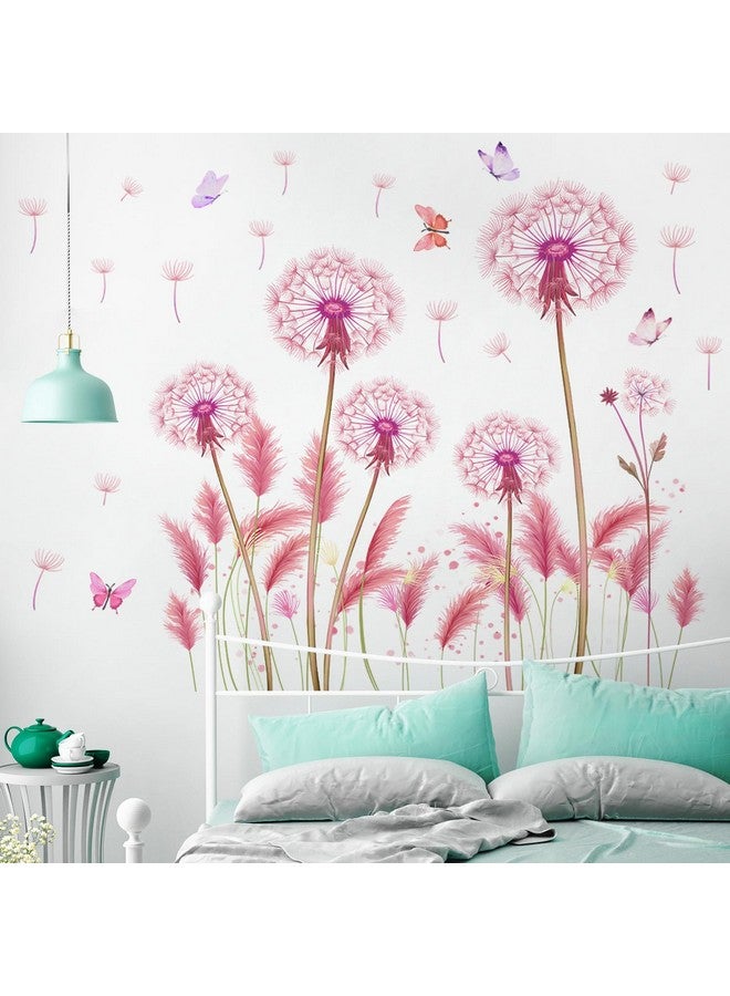 LiveGallery Large Watercolor Flowers Wall Decals Pink Red Floral Wall Stickers Removable DIY 3D Peel and Stick Butterfly Wall Art Decor for Kids Children Bedroom Living Room Nursery (Dandelion) - Image 3