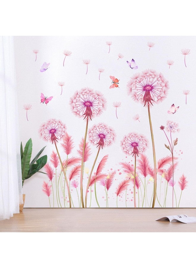 LiveGallery Large Watercolor Flowers Wall Decals Pink Red Floral Wall Stickers Removable DIY 3D Peel and Stick Butterfly Wall Art Decor for Kids Children Bedroom Living Room Nursery (Dandelion) - Image 4