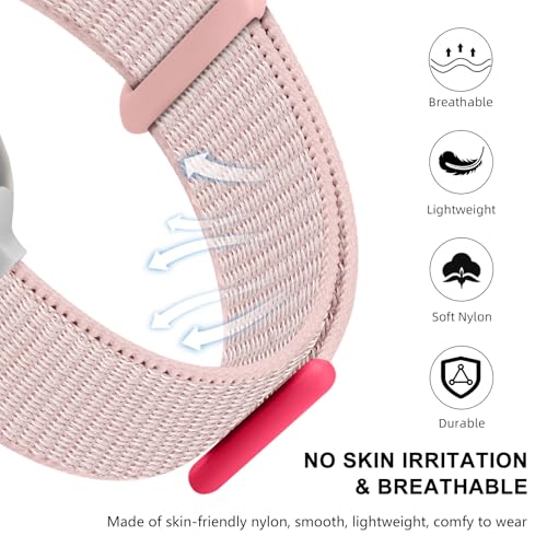 Getino Sport Band Compatible with Apple Watch Bands for Women Men 40mm 41mm 38mm 42mm 46mm 44mm 45mm 49mm, Braided Stretchy Nylon Strap for iWatch Series 11 10 9 8 7 6 5 4 3 SE Ultra 2 1, Light Pink - Image 4