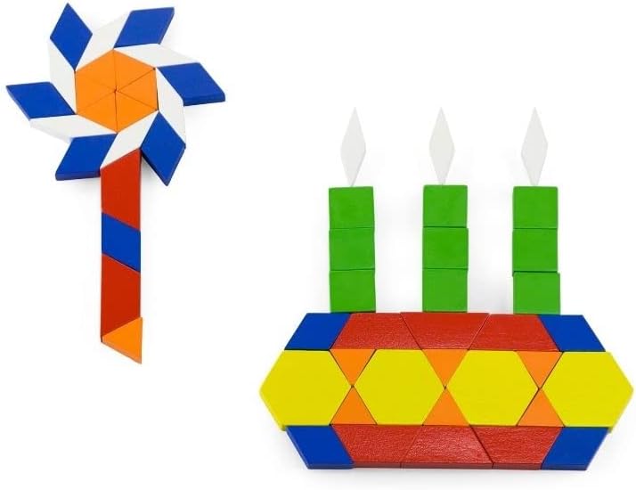 Viga Geometric Wood Pattern Blocks 250-Piece Playset - Image 3