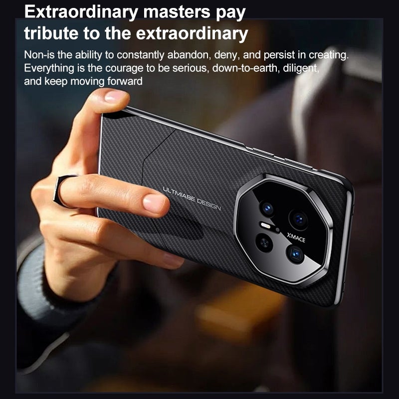 إيروريكس جراب هاتف Huawei Pura 70 Pro / 70 Pro+ بتصميم فاخر من ألياف الكربون المقلدة (أبيض) - Image 4