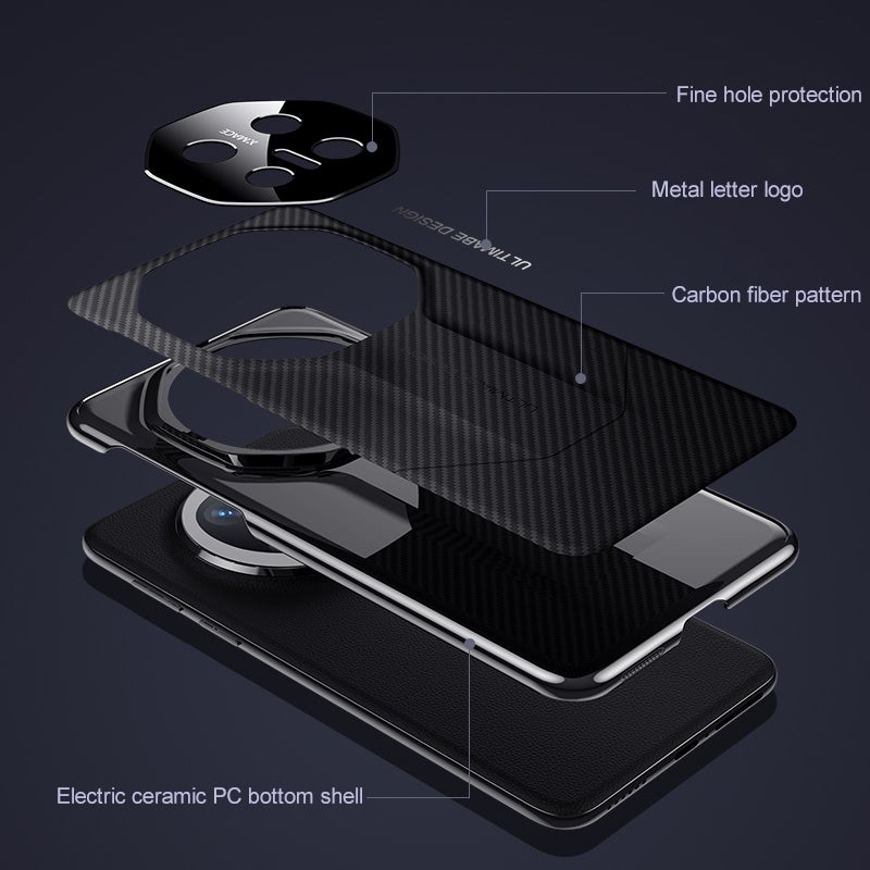 إيروريكس جراب هاتف Huawei Pura 70 Pro / 70 Pro+ بتصميم فاخر من ألياف الكربون المقلدة (أبيض) - Image 3