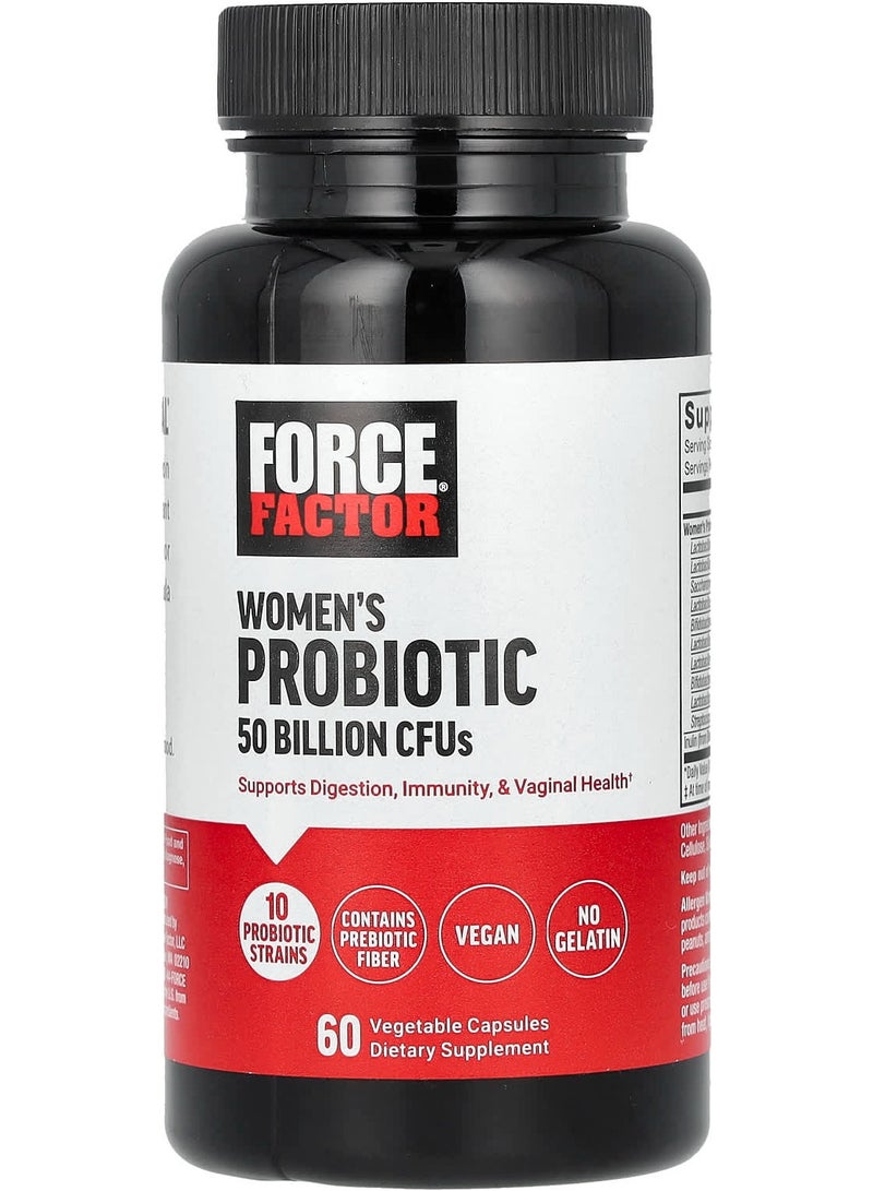 Force Factor Women's Probiotic 50 Billion CFUs 60 Vegetable Capsules (25 Billion CFUs per Capsule)