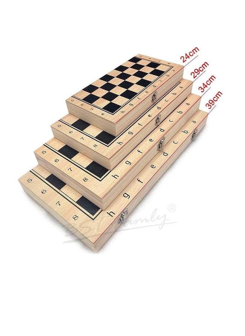 Cool Baby COOLBABY Large Chess, Checkers & Backgammon 3 in 1 Set - Outdoor & Travel Learning Game - Magnetic Chess Board - Wooden Chess Set (Size: 39 x 39 cm)  - Image 3