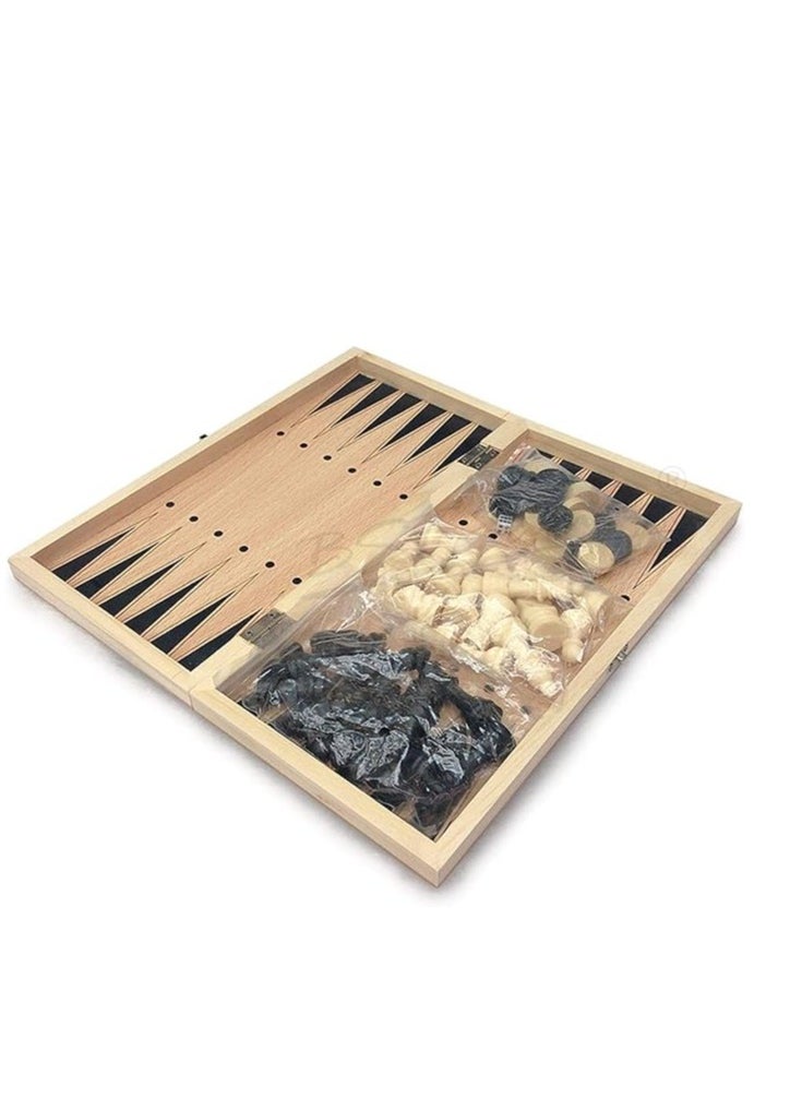 Cool Baby COOLBABY Large Chess, Checkers & Backgammon 3 in 1 Set - Outdoor & Travel Learning Game - Magnetic Chess Board - Wooden Chess Set (Size: 39 x 39 cm)  - Image 4