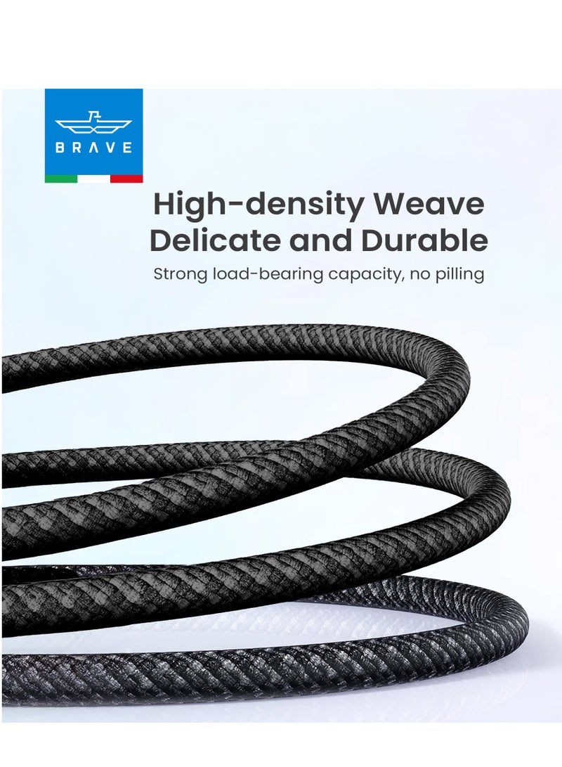 Brave USB-C Braided Nylon Cable - 60W PD Fast Charging & 480Mbps Data Transfer, Type-C, For iPhone Air, iPhone 17/17 Pro/17 Pro Max, iPhone 16/16 Pro & iPhone 15 Series, iPad Pro/Air, MacBook Pro/Air, Samsung Galaxy S25/S24/S23 Ultra, Huawei P60, Xiaomi, Google Pixel, GoPro & More Devices, 1m (Black) - Image 4