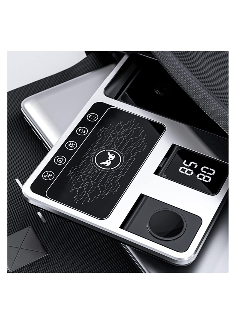 4 in 1 Foldable Wireless Fast Charging Station Compact For Travel Alarm Clock Night Light